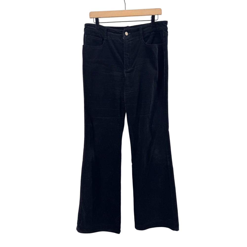 Nili Lotan Celia Flare Bootcut Velvet Jeans Women 10 Black USA Luxury Capsule